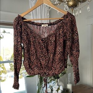 Rewind Leopard Print Blouse in Black and Brown